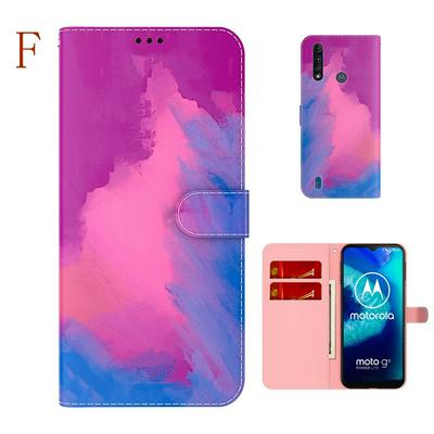For Motorola Moto G8 Power Lite Watercolor Pattern Scratch Resistant Wallet Leather Case with Card Slots