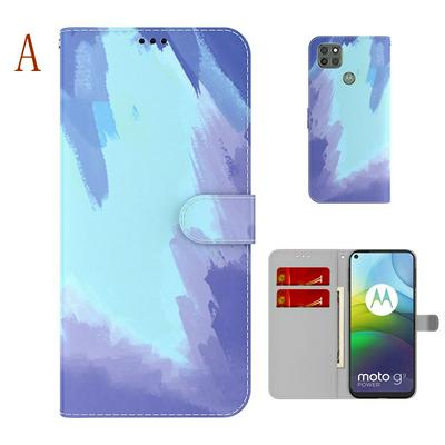 For Motorola Moto G9 Power Watercolor Pattern Scratch Resistant Wallet Leather Case with Card Slots