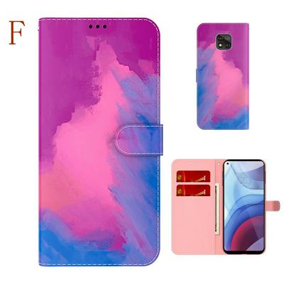 For Motorola Moto G Power (2021) Watercolor Pattern Scratch Resistant Wallet Leather Case with Card Slots