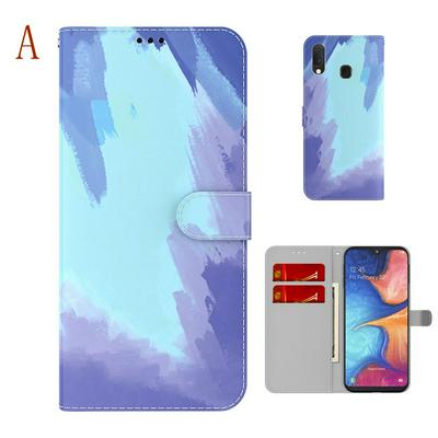 For Samsung Galaxy A20e/A10e Watercolor Pattern Scratch Resistant Wallet Leather Case with Card Slots