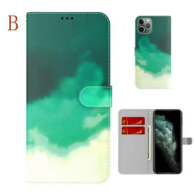 For iPhone 11 Pro(5.8) Watercolor Pattern Scratch Resistant Wallet Leather Case with Card Slots