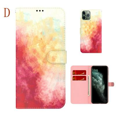 For iPhone 11 Pro Max(6.5) Watercolor Pattern Scratch Resistant Wallet Leather Case with Card Slots