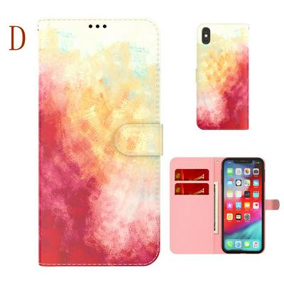 For iPhone X / XS Watercolor Pattern Scratch Resistant Wallet Leather Case with Card Slots