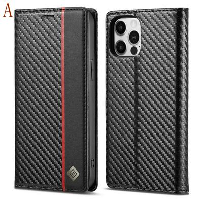 For iPhone 12/12 Pro(6.1) Carbon Fiber Pattern Anti-fall Folio Flip Leather Case with Card Slots