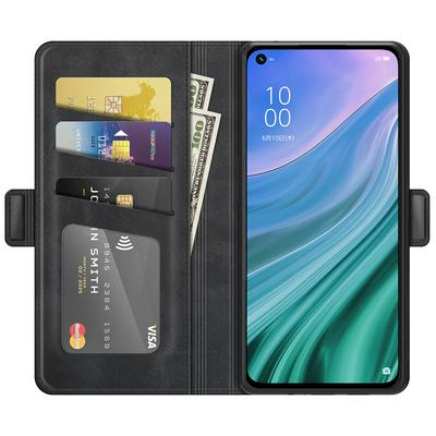 For OnePlus Nord N200 5G Double Buckle Wallet Style Folio Flip Leather Case with Stand and Card Slots Function