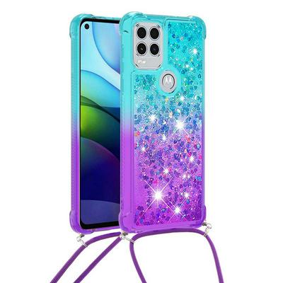 For Motorola Moto G Stylus (2021) 5G Lanyard Anti-fall Gradient Quicksand Soft TPU Back Cover Phone Case