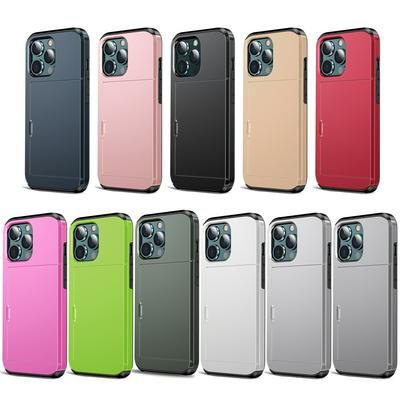 For iPhone 13 Card Slot Sliding Cover Two-in-one Anti-fall PC+TPU Protective Case