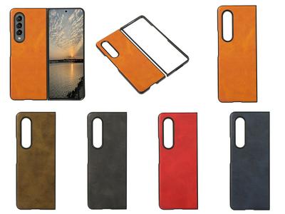 For Samsung Galaxy Z Fold3 5G Double-color Cowhide Pattern Shockproof PU Leather Case