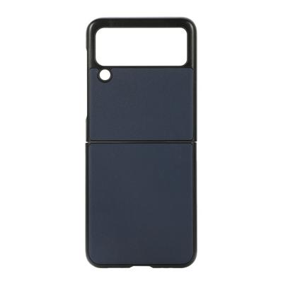 For Samsung Galaxy Z Flip3 5G Genuine Leather Sheep Pattern Shockproof Anti-Scratch Hard PC Back Cover Case