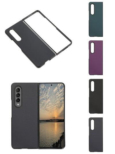 For Samsung Galaxy Z Fold3 5G Genuine Leather Shockproof Anti-Scratch Hard PC Protective Case