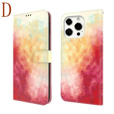 For iPhone 13 Pro Watercolor Pattern Scratch Resistant Wallet Leather Case with Card Slots
