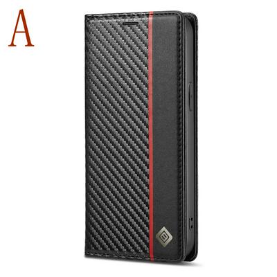 For iPhone 13 mini Carbon Fiber Pattern Anti-fall Folio Flip Leather Case with Card Slots