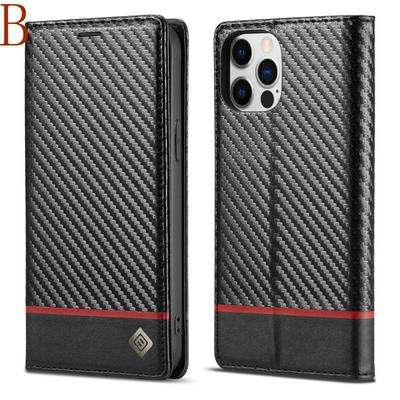 For iPhone 13 Pro Max Carbon Fiber Pattern Anti-fall Folio Flip Leather Case with Card Slots