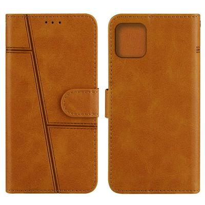 For iPhone 13 mini Stitching Calfskin Flip Leather Case with Stand and Card Slots Function