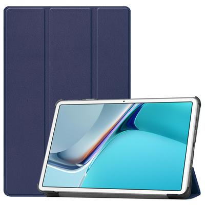 For Huawei MatePad 11(2021) Tri-fold Caster Pattern Anti-fall PU Leather Tablet Protective Cover 