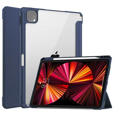 For iPad Pro 11(2021)/2020/2018 High-end Smart Acrylic Tri-fold Stand Tablet Protective Case with S Pen Slot