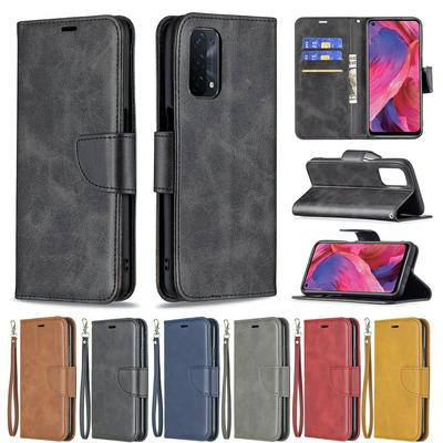 For OPPO A74 5G/A93 5G/A54 5G Solid Color Sheep Pattern Scratch Resistant Wallet Leather Case with Card Slots&Stand Function
