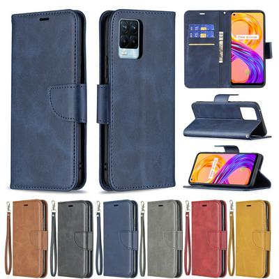 For OPPO Realme 8 /Realme 8 Pro Solid Color Sheep Pattern Scratch Resistant Wallet Leather Case with Card Slots&Stand Function