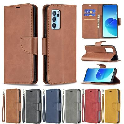 For OPPO Reno6 Pro 5G Solid Color Sheep Pattern Scratch Resistant Wallet Leather Case with Card Slots&Stand Function