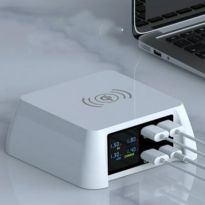 100W Multi USB Charger Qi Wireless Charger QC 3.0 Quick Charge LCD PD Fast Charger For Iphone XS 12 11 Pro Max Samsung Huawei