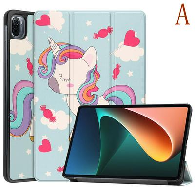 For Xiaomi Pad 5 / 5 Pro Tri-fold Colored Painting Anti-fall PU Leather Tablet Protective Cover with Auto Wake Function