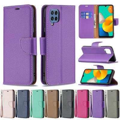 For Samsung Galaxy M32 Solid Color Lychee Pattern Flip Leather Case with Card Slots & Stand Function
