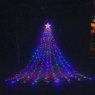 2021 New Decorations Star String Lights 350 LED Waterfall Christmas Tree Lights Solar Remote Control Party Home Holiday Decor