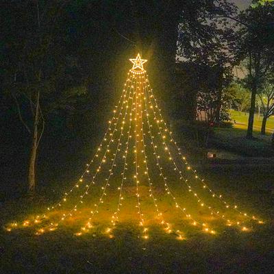2021 New Decorations Star String Lights 350 LED Waterfall Christmas Tree Lights Solar Transformer Party Home Holiday Decor