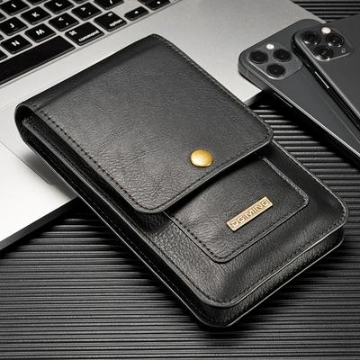 5.5 Inch Universal Outdoor Phone Bag Case For IPhone Samsung Genuine Leather Wallet Pouch Belt Clip Multifunction Cases Pocket