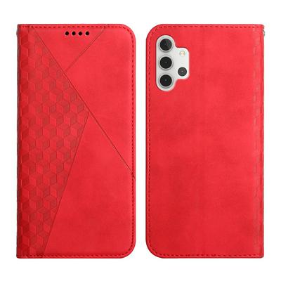 For Samsung Galaxy A32 5G Rhombus Skin Feel Strong Magnetic Closure Shockproof Flip Leather Case
