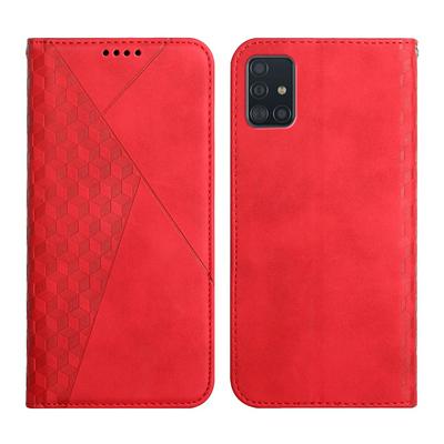 For Samsung Galaxy A71 Rhombus Skin Feel Strong Magnetic Closure Shockproof Flip Leather Case