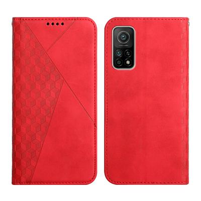 For Xiaomi Mi 10T/10T Pro 5G Rhombus Skin Feel Strong Magnetic Closure Shockproof Flip Leather Case