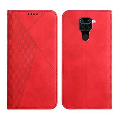 For Xiaomi Redmi Note 9/Redmi 10X 4G Rhombus Skin Feel Strong Magnetic Closure Shockproof Flip Leather Case