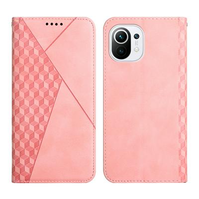For Xiaomi Mi 11 Rhombus Skin Feel Strong Magnetic Closure Shockproof Flip Leather Case