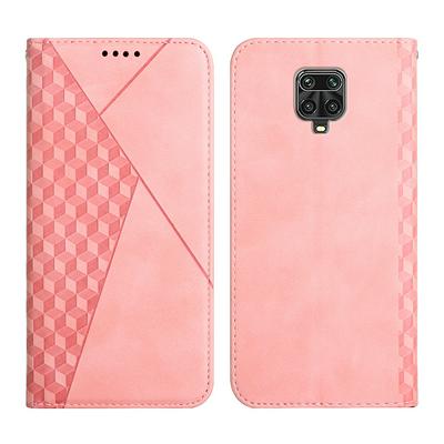 For Xiaomi Redmi Note 9 Pro/Note 9S Rhombus Skin Feel Strong Magnetic Closure Shockproof Flip Leather Case