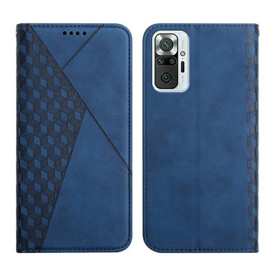 For Xiaomi Redmi Note 10 Pro Rhombus Skin Feel Strong Magnetic Closure Shockproof Flip Leather Case