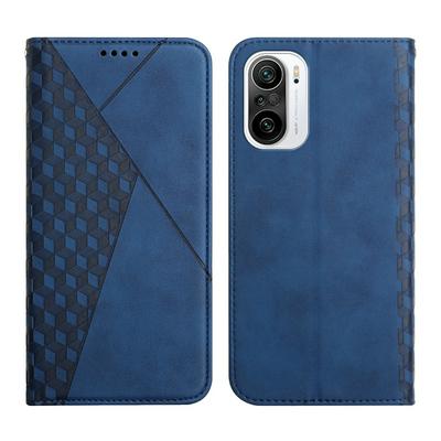 For Xiaomi Redmi K40 Rhombus Skin Feel Strong Magnetic Closure Shockproof Flip Leather Case
