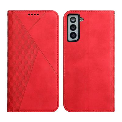 For Samsung Galaxy S21+ 5G Rhombus Skin Feel Strong Magnetic Closure Shockproof Flip Leather Case