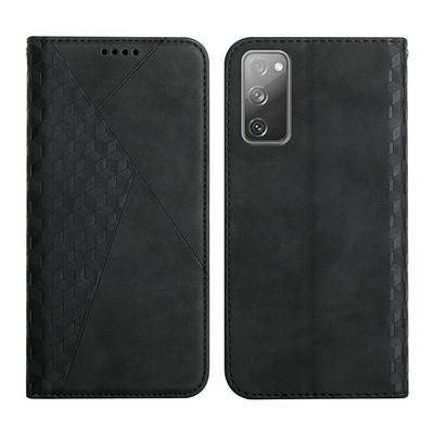 For Samsung Galaxy S20 FE Rhombus Skin Feel Strong Magnetic Closure Shockproof Flip Leather Case