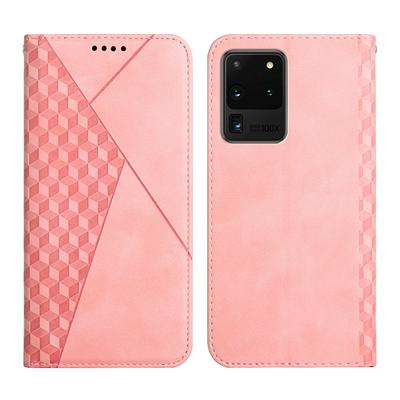 For Samsung Galaxy S20 Ultra Rhombus Skin Feel Strong Magnetic Closure Shockproof Flip Leather Case