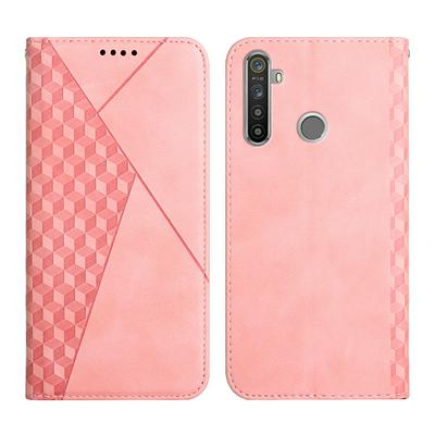 For Oppo Realme5/6i Rhombus Skin Feel Strong Magnetic Closure Shockproof Flip Leather Case
