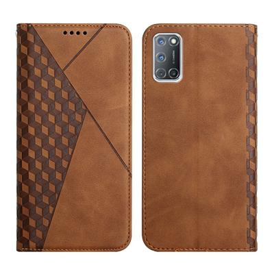For Oppo A52/A72/A92 Rhombus Skin Feel Strong Magnetic Closure Shockproof Flip Leather Case