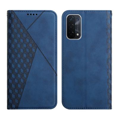 For Oppo A74 5G/A93 5G/A54 5G Rhombus Skin Feel Strong Magnetic Closure Shockproof Flip Leather Case