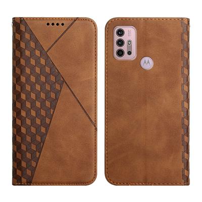 For Motorola Moto G30/G10/G10 Power Rhombus Skin Feel Strong Magnetic Closure Shockproof Flip Leather Case