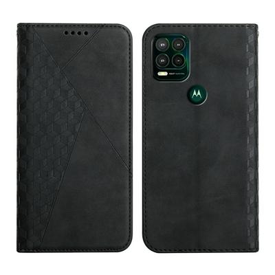 For Motorola Moto G Stylus 5G Rhombus Skin Feel Strong Magnetic Closure Shockproof Flip Leather Case