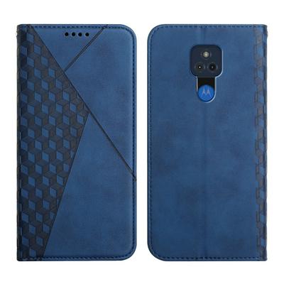 For Motorola Moto G Play(2021) Rhombus Skin Feel Strong Magnetic Closure Shockproof Flip Leather Case