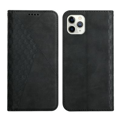 For iPhone 11 Pro Max(6.5) Rhombus Skin Feel Strong Magnetic Closure Shockproof Flip Leather Case