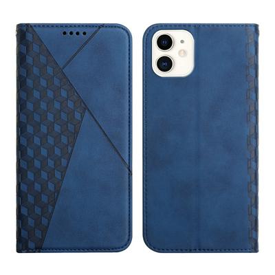 For iPhone 12 mini(5.4) Rhombus Skin Feel Strong Magnetic Closure Shockproof Flip Leather Case