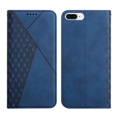 For iPhone 7 Plus / 8 Plus Rhombus Skin Feel Strong Magnetic Closure Shockproof Flip Leather Case