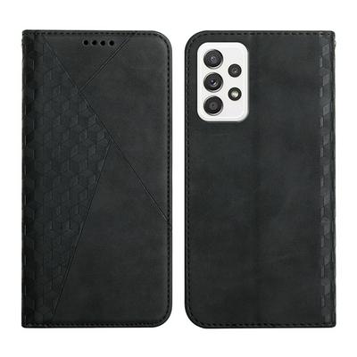 For Samsung Galaxy A72 5G Rhombus Skin Feel Strong Magnetic Closure Shockproof Flip Leather Case